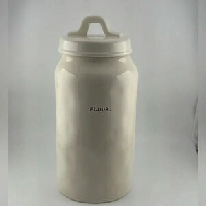 SALE FIRM Rae Dunn Vintage white ceramic Typewriter Collection Canister jarFLOUR